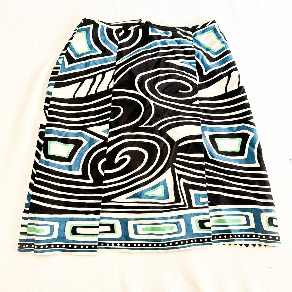 Linda Allerd Ellen Tracy Black White Patterned Striped Skirt Size 6 Petite